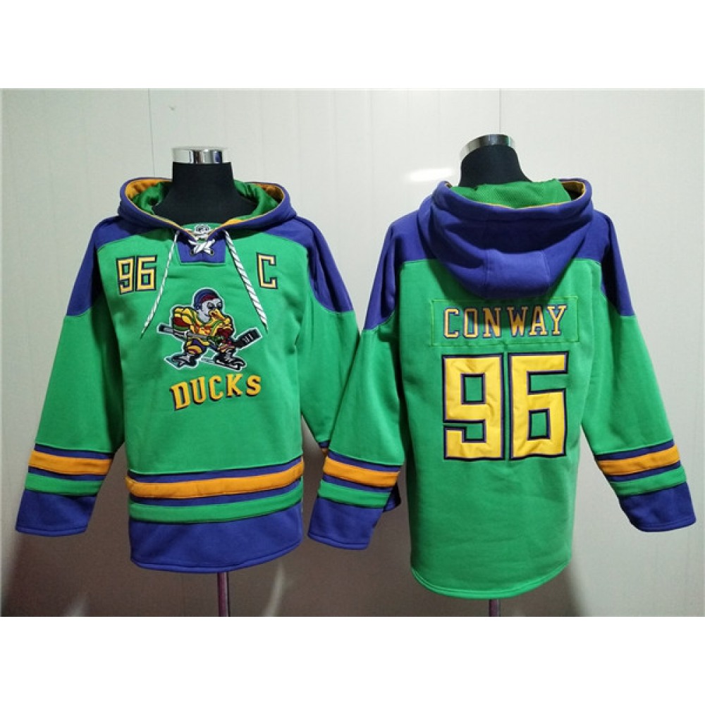 Men's Anaheim Ducks #96 Charlie Conway Green Ageless Must-Have Lace-Up Pullover Hoodie 1