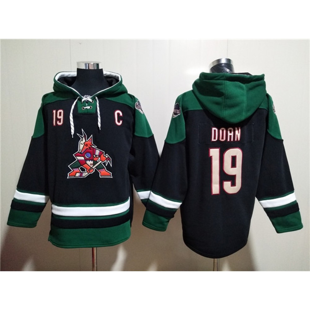 Men's Arizona Coyotes #19 Shane Doan Black/Green Ageless Must-Have Lace-Up Pullover Hoodie 1