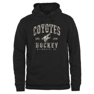 Men's Arizona Coyotes Black Camo Stack Pullover Hoodie