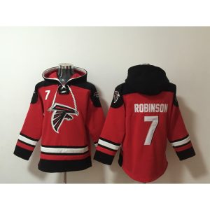 Men's Atlanta Falcons #7 Bijan Robinson Red Ageless Must-Have Lace-Up Pullover Hoodie