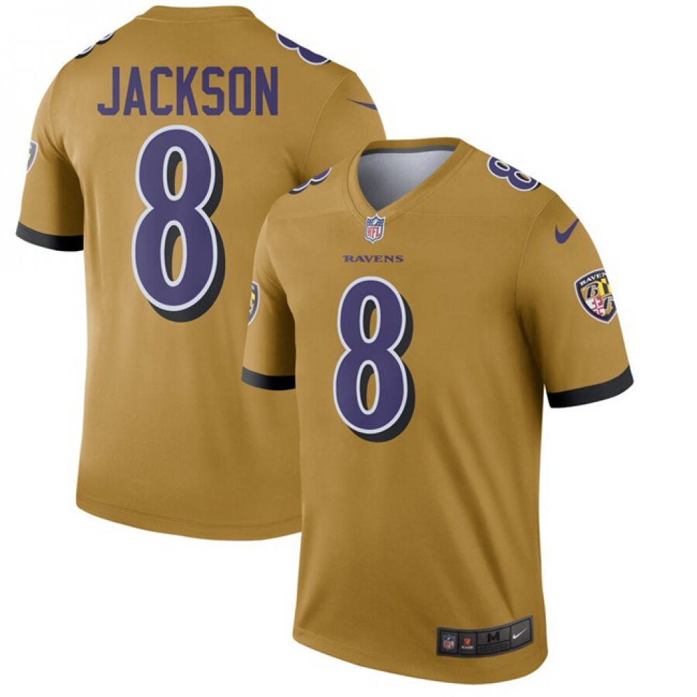 Men's Baltimore Ravens Active Player Custom Gold Inverted Legend Football Jersey 1