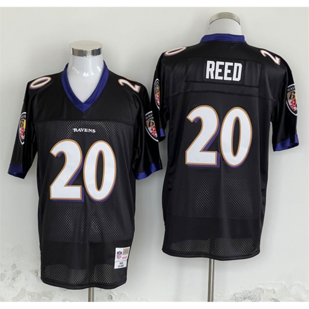 Men's Baltimore Ravens #20 Ed Reed Black Throwback Jersey 1