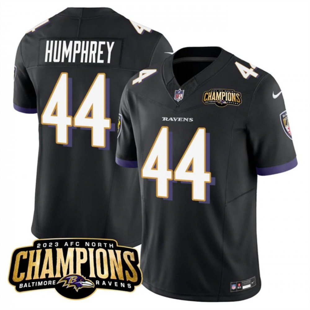 Men's Baltimore Ravens #44 Marlon Humphrey Black 2023 F.U.S.E. AFC North Champions Vapor Limited Football Jersey 1