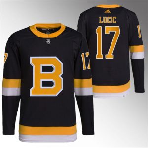 Men's Boston Bruins #17 Milan Lucic Black Home Stitched Jersey