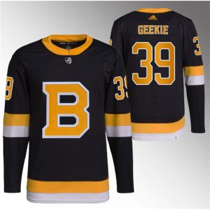 Men's Boston Bruins #39 Morgan Geekie Black Home Stitched Jersey