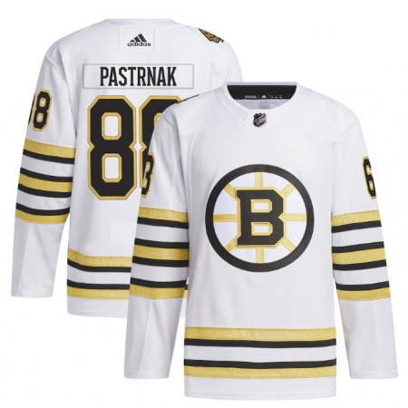 Men's Boston Bruins #88 David Pastrnak White 100th Anniversary Primegreen Stitched Jersey 1