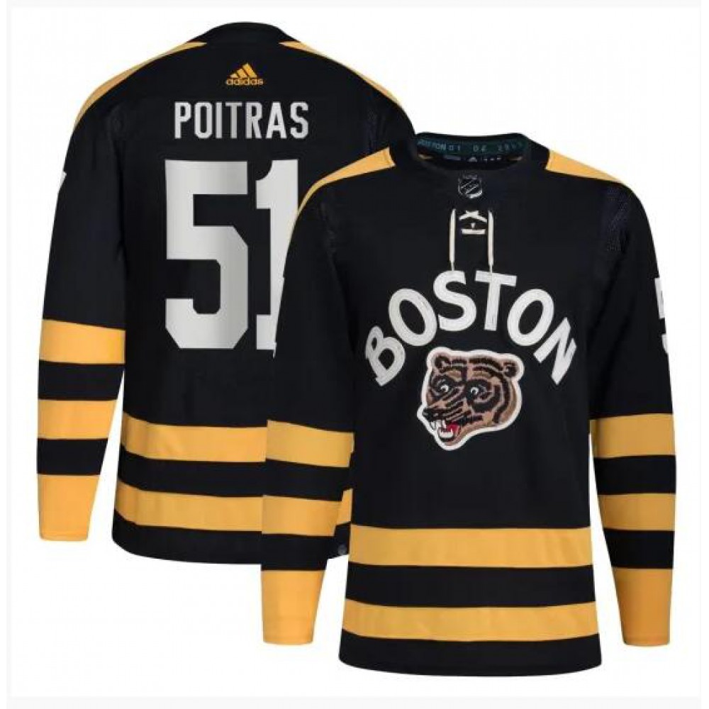 Men's Boston Bruins #51 Matthew Poitras Black Winter Classic Primegreen Stitched Jersey 1
