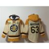 Men's Boston Bruins #63 Brad Marchand Cream Ageless Must-Have Lace-Up Pullover Hoodie