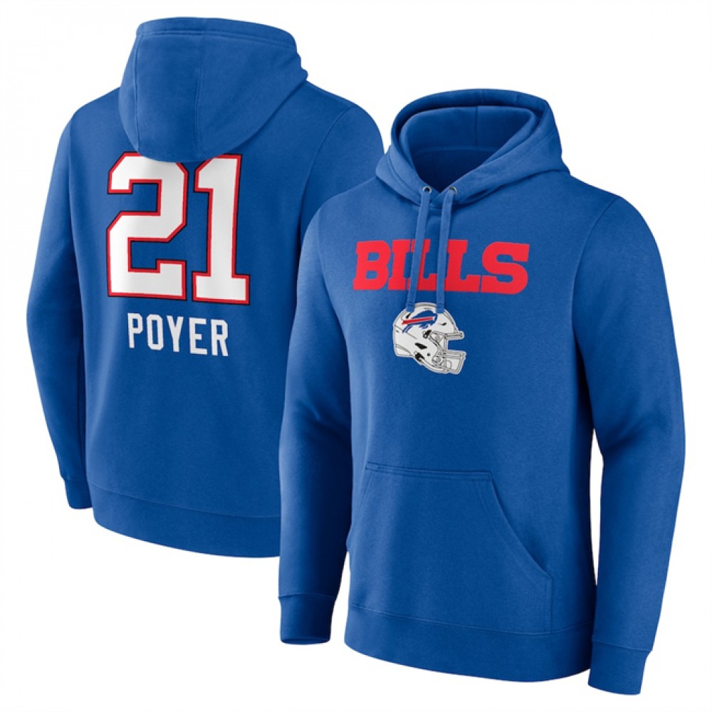 Men's Buffalo Bills #21 Jordan Poyer Blue Team Wordmark Player Name & Number Pullover Hoodie 1