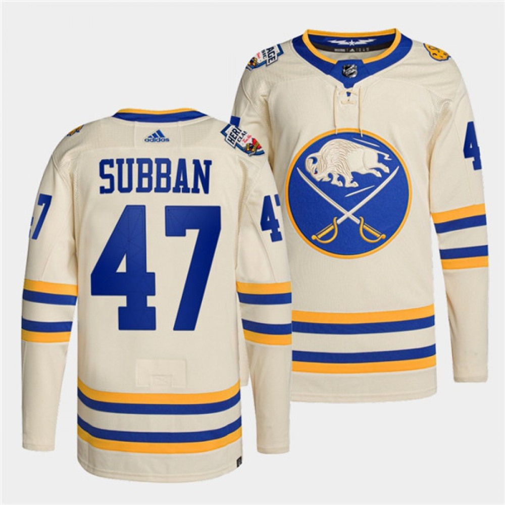 Men's Buffalo Sabres #47 Malcolm Subban 2022 Cream Heritage Classic Stitched Jersey 1