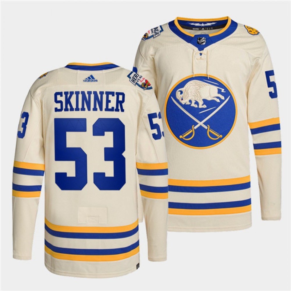 Men's Buffalo Sabres #53 Jeff Skinner 2022 Cream Heritage Classic Stitched Jersey 1