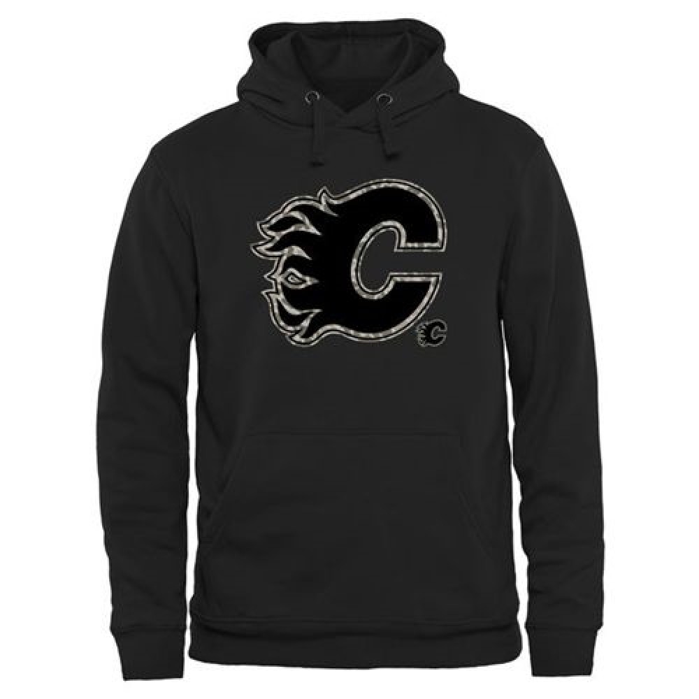 Men's Calgary Flames Black Rink Warrior Pullover Hoodie 1