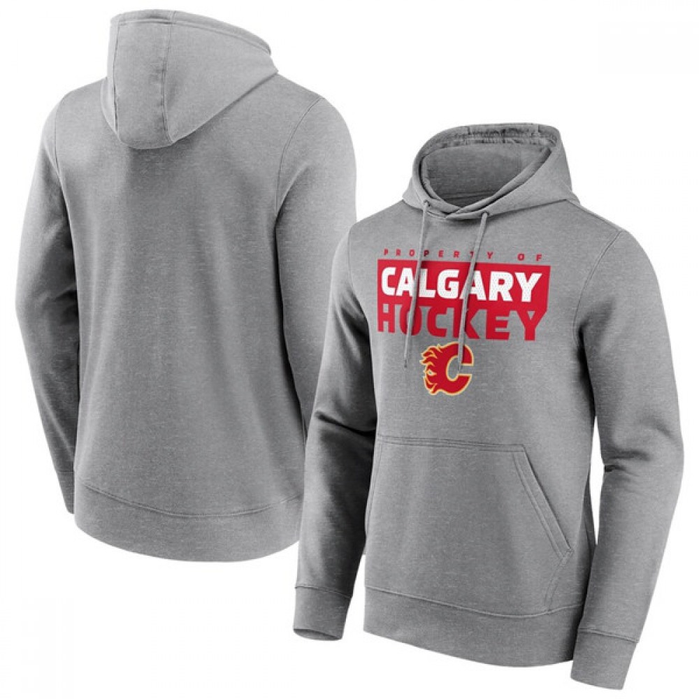 Men's Calgary Flames Grey Gain Ground Hoodie 1