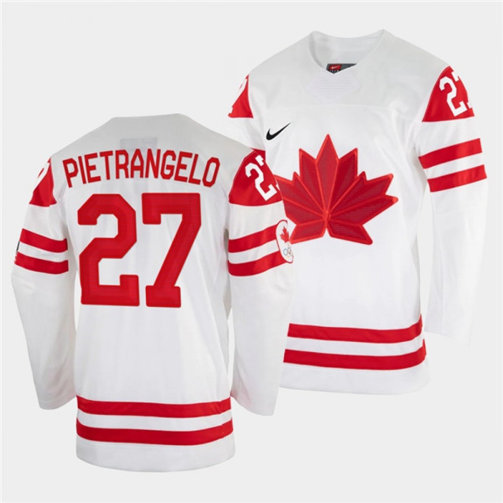 Men's Canada Hockey #27 Alex Pietrangelo 2022 Beijing Winter Olympic White Stitched Jersey 1