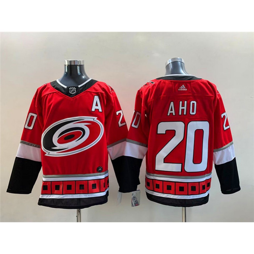 Men's Carolina Hurricanes #20 Sebastian Aho Red Stitched Jersey 1