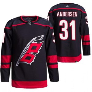 Men's Carolina Hurricanes #31 Frederik Andersen Black Alternate Pro Stitched Jersey