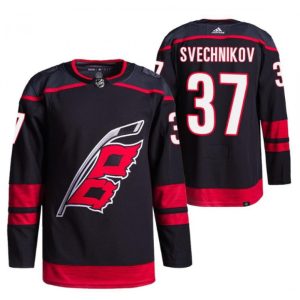 Men's Carolina Hurricanes #37 Andrei Svechnikov Black Alternate Pro Stitched Jersey