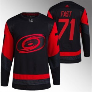 Men's Carolina Hurricanes #71 Jesper Fast Black Red Stadium Series Stitched Jersey