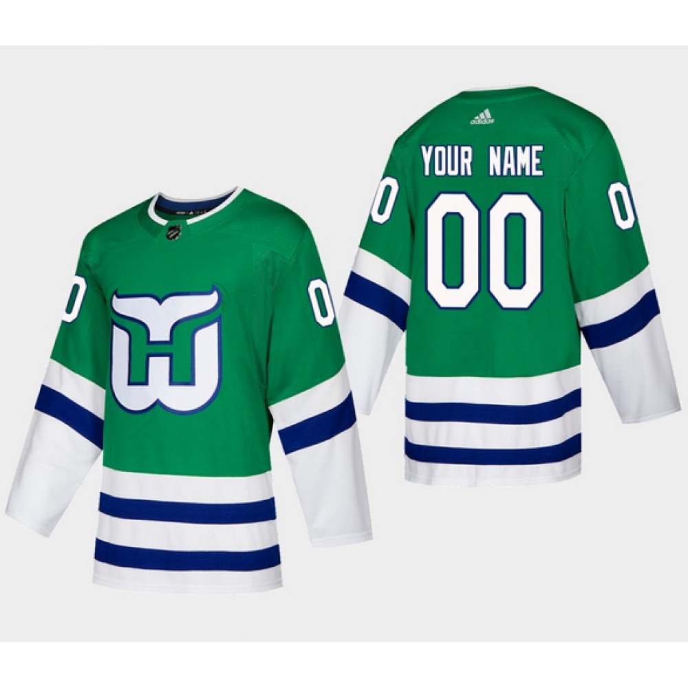 Men's Carolina Hurricanes Custom Green Stitched Jersey 1