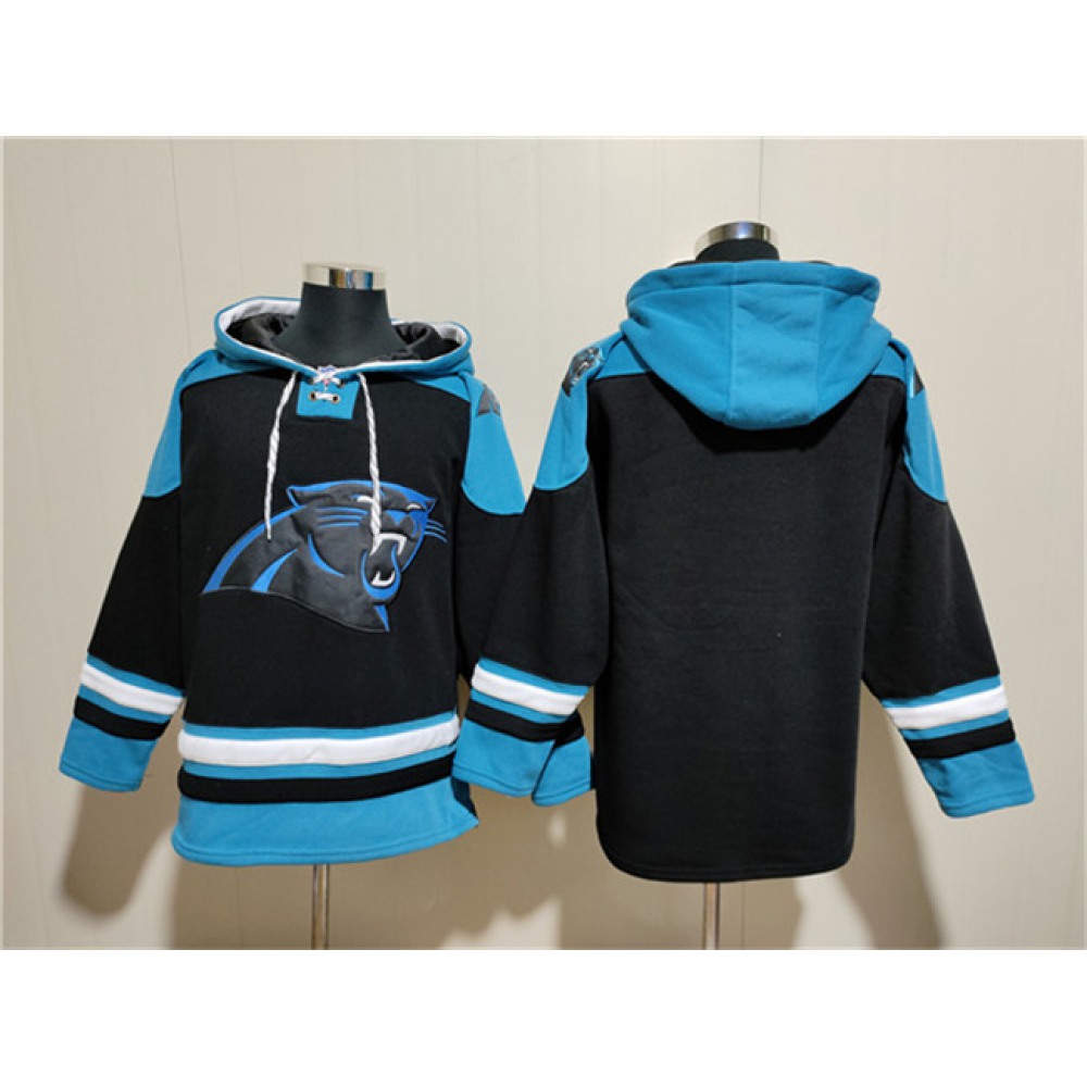 Men's Carolina Panthers Blank Black Ageless Must-Have Lace-Up Pullover Hoodie 1