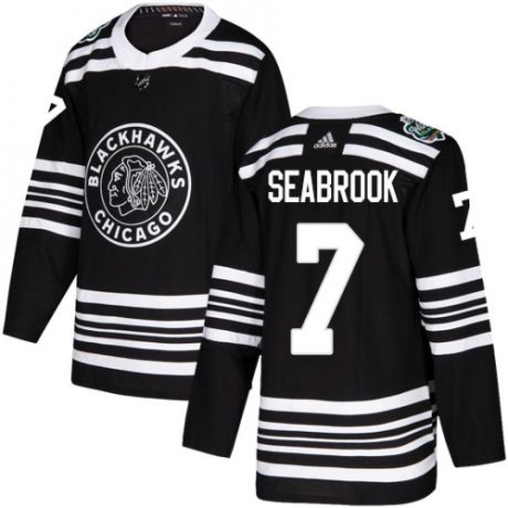 Men's Chicago Blackhawks #7 Brent Seabrook Black 2019 Winter Classic Stitched NHL Jersey 1