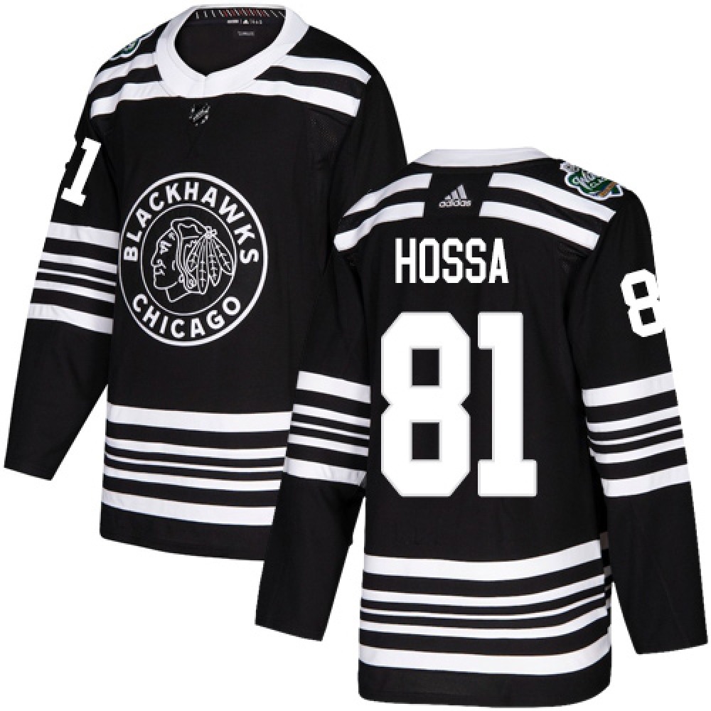 Men's Chicago Blackhawks #81 Marian Hossa Black 2019 Winter Classic Stitched NHL Jersey 1