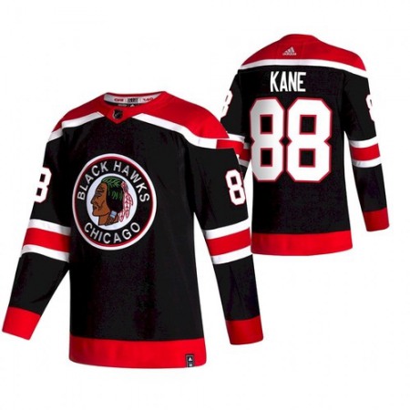 Men's Chicago Blackhawks #88 Patrick Kane 2020-21 Black Reverse Retro Stitched Jersey 1