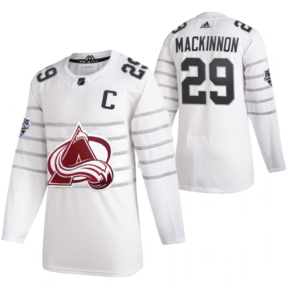 Men's Colorado Avalanche #29 Nathan MacKinnon 2020 White All Star Stitched NHL Jersey 1