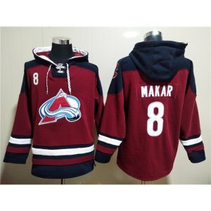 Men's Colorado Avalanche #8 Cale Makar Burgundy All Stitched Sweatshirt Hoodie