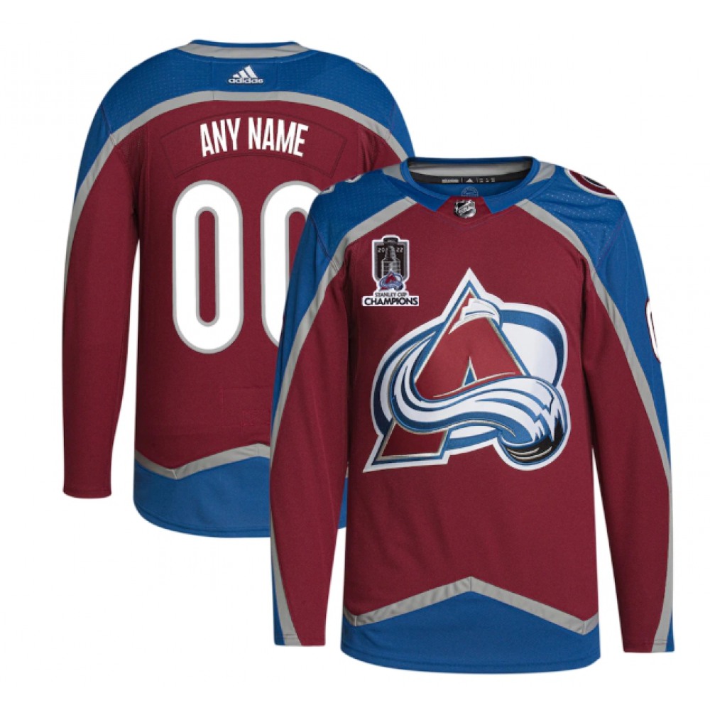 Men's Colorado Avalanche Avtive Player Custom 2022 Burgundy Stanley Cup Champions Patch Stitched Jersey 1
