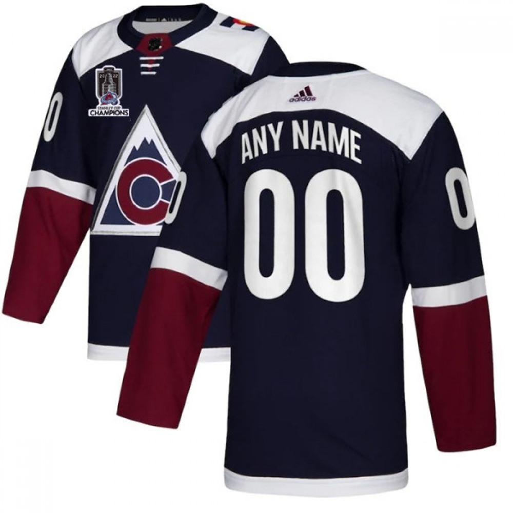 Men's Colorado Avalanche Avtive Player Custom 2022 Navy Stanley Cup Champions Patch Stitched Jersey 1