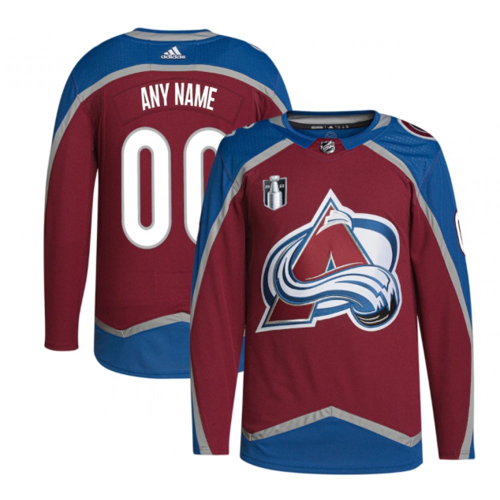 Men's Colorado Avalanche Custom 2022 Burgundy Stanley Cup Final Patch Stitched Jersey 1