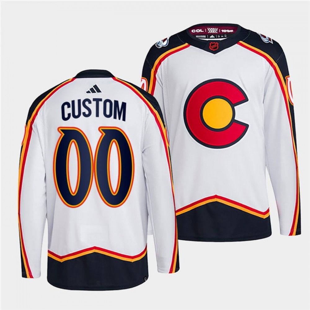Men's Colorado Avalanche Custom White 2022-23 Reverse Retro Stitched Jersey 1
