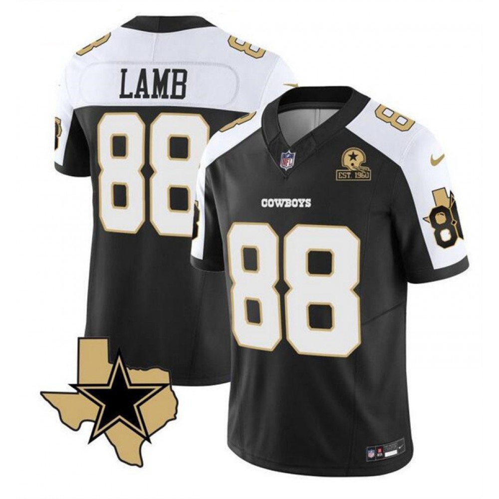 Men's Dallas Cowboys #88 CeeDee Lamb 2023 F.U.S.E. Black/White With Established In 1960 Patch Stitched Football Jersey 1