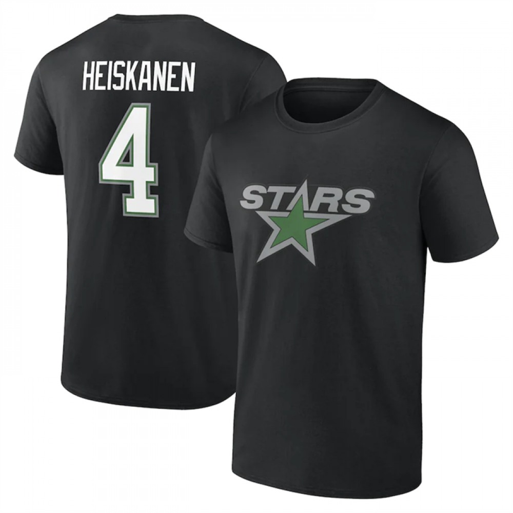 Men's Dallas Stars #4 Miro Heiskanen Black T-Shirt 1