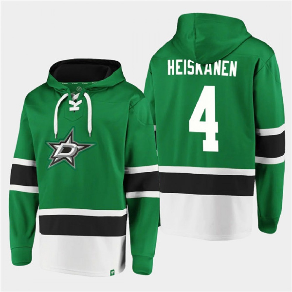 Men's Dallas Stars #4 Miro Heiskanen Green Ageless Must-Have Lace-Up Pullover Hoodie 1