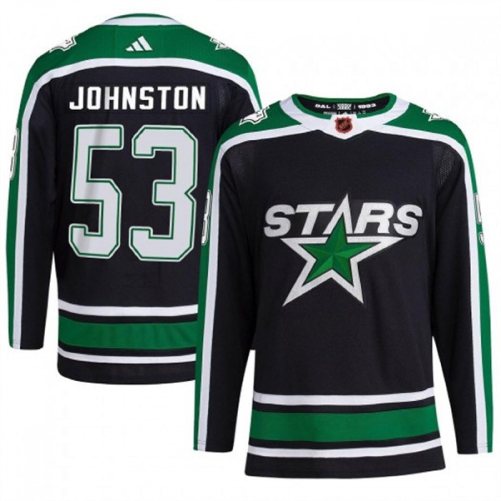 Men's Dallas Stars #53 Wyatt Johnston Black 2022-23 Reverse Retro Stitched Jersey 1