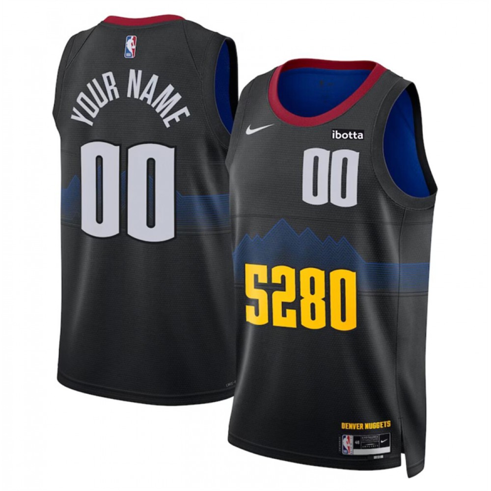Men's Denver Nuggets Active Player Custom Black 2023/24 Black City Edition Stitched Basketball Jersey 1