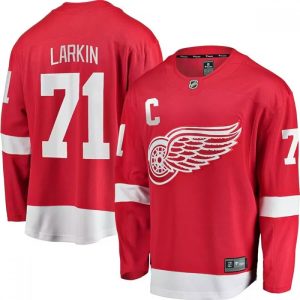 Men's Detroit Red Wings #71 Dylan Larkin Red Home Captain Premier Stitched Jersey