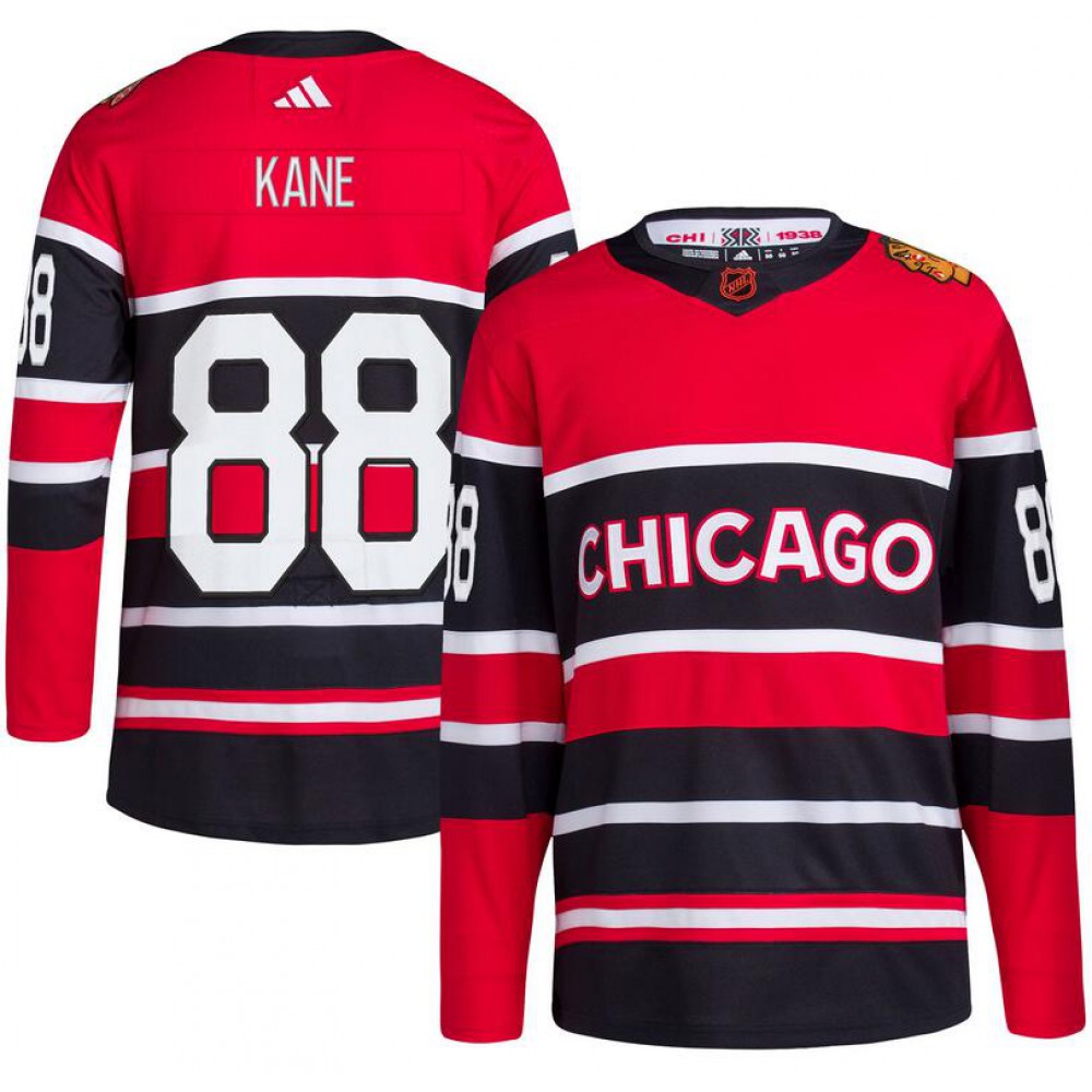 Men's Detroit Red Wings #88 Patrick Kane Black Reverse Retro Stitched Jersey 1