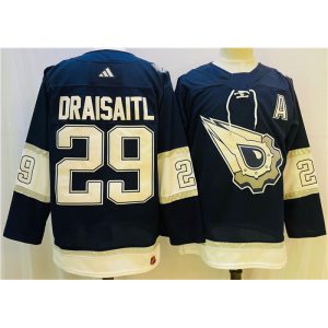 Men's Edmonton Oilers #29 Leon Draisaitl Navy/White Stitched Jersey