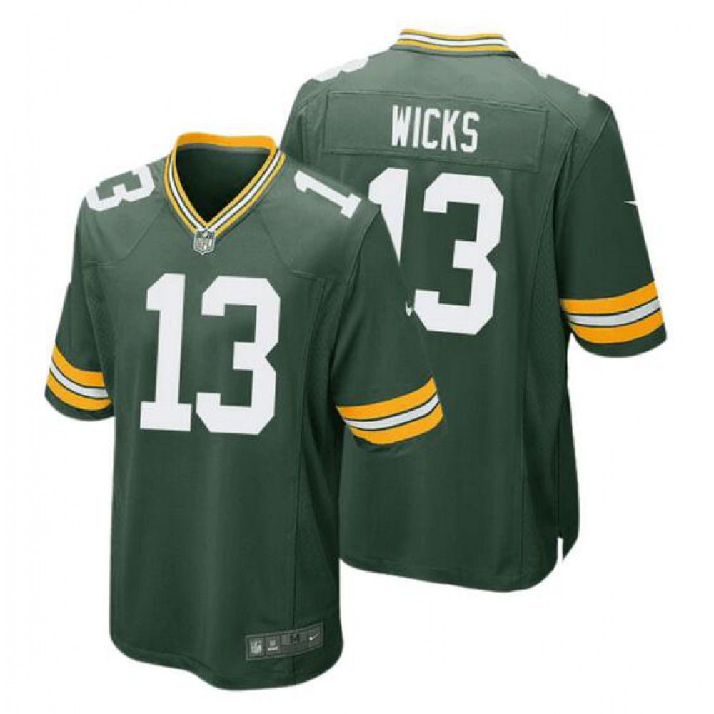 Men's Green Bay Packers #13 Dontayvion Wicks Green Stitched Game Jersey 1
