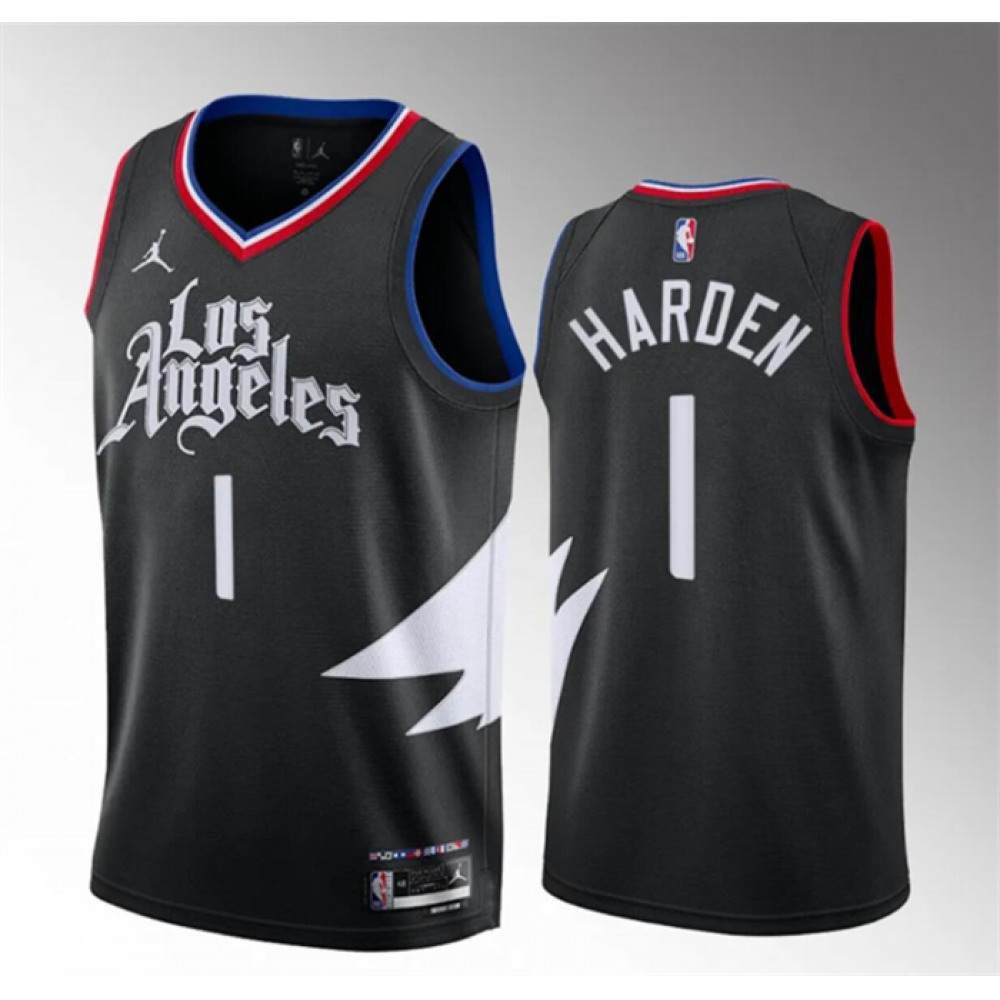 Men's Los Angeles Clippers #1 James Harden Black Statement Edition Stitched Jersey 1