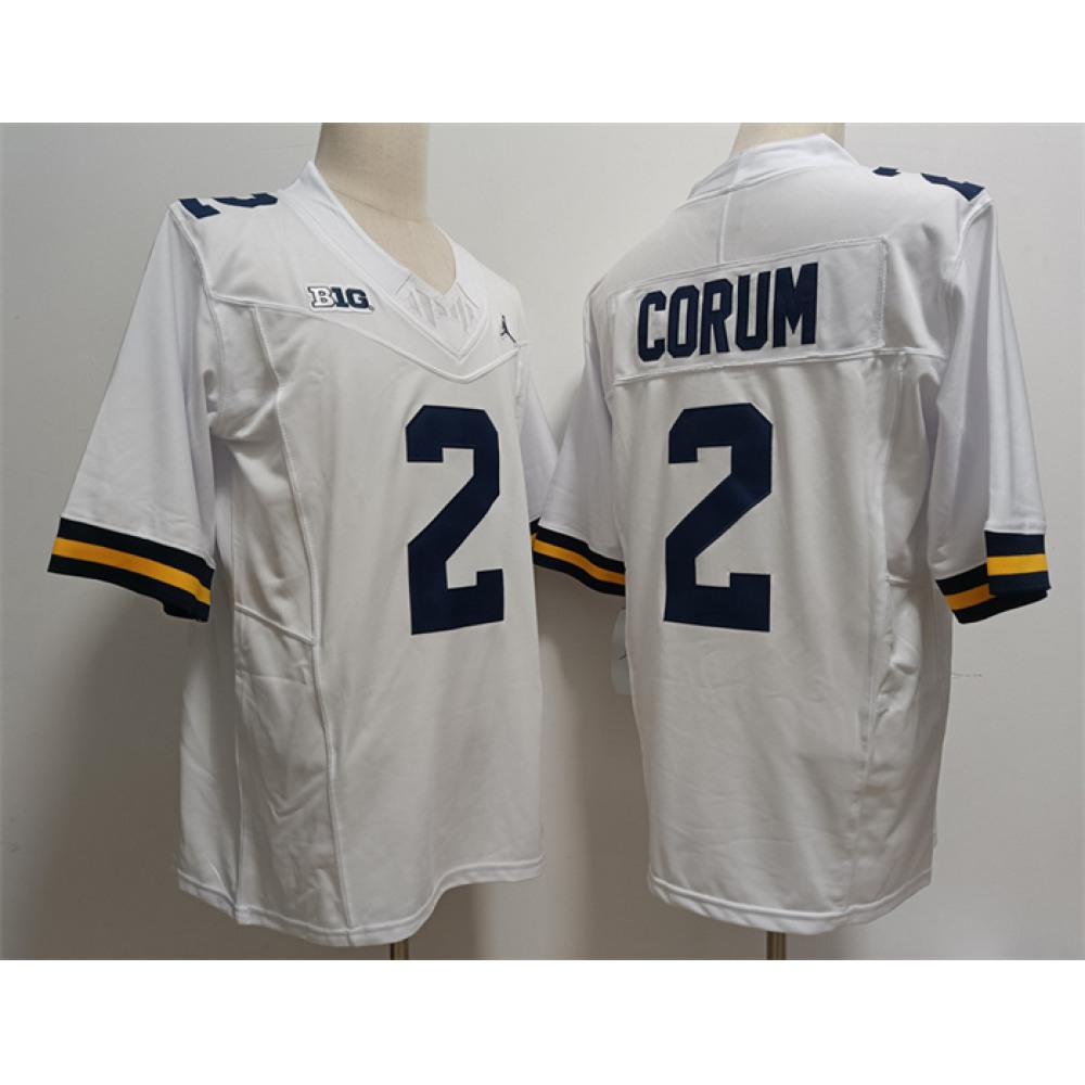 Men's Michigan Wolverines #2 CORUM White Stitched Jersey 1
