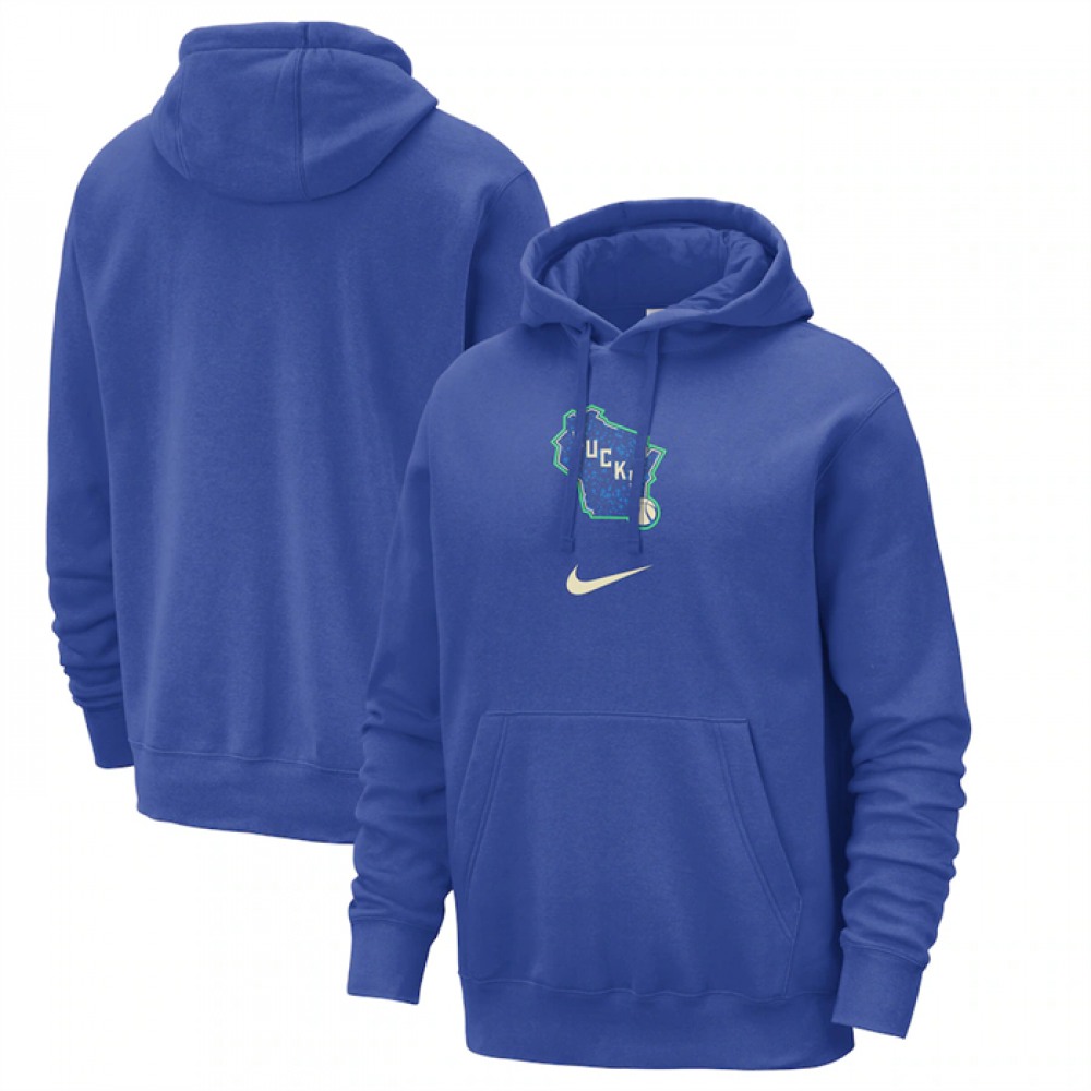 Men's Milwaukee Bucks Royal 2023/24 City Edition Essential Club Pullover Hoodie 1