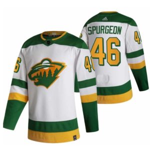 Men's Minnesota Wild #46 Jared Spurgeon 2021 White Reverse Retro Stitched Jersey