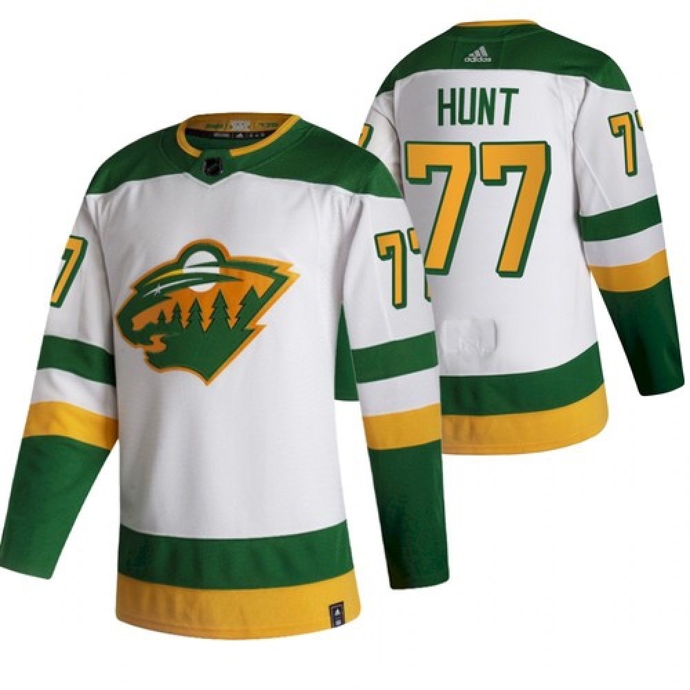 Men's Minnesota Wild #77 Brad Hunt 2021 White Reverse Retro Stitched Jersey 1