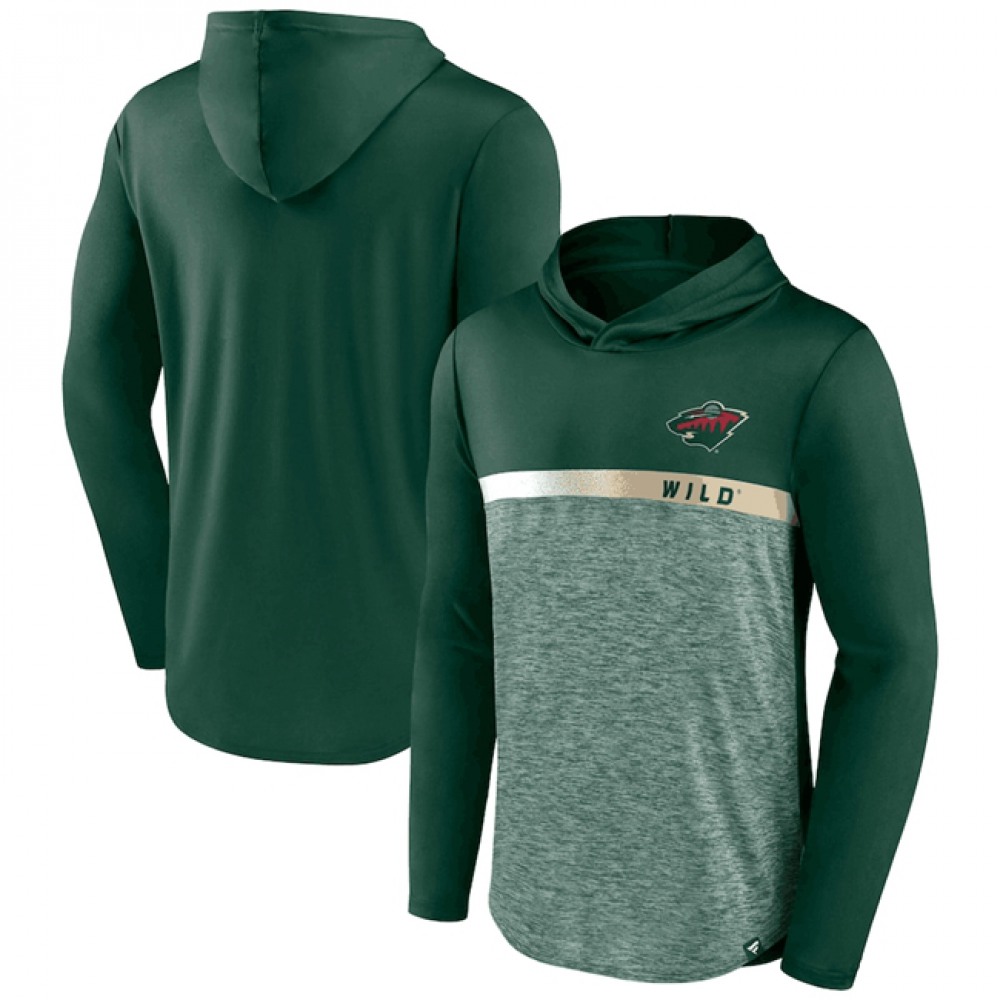 Men's Minnesota Wild Green Podium Defender Pullover Hoodie 1