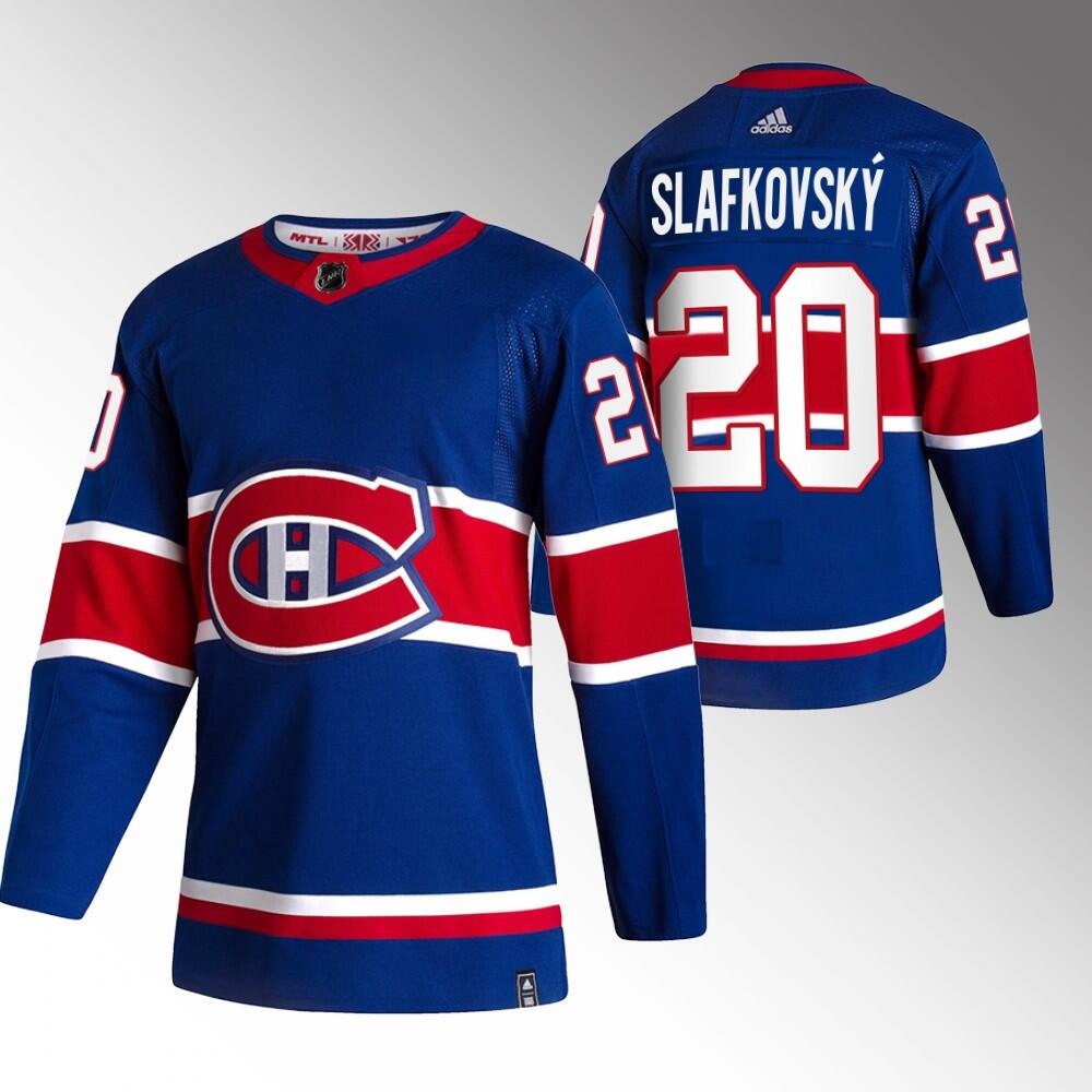 Men's Montreal Canadiens #20 Juraj Slafkovsky Blue Stitched Jersey 1