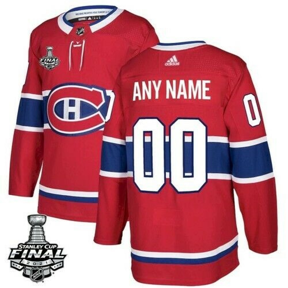 Men's Montreal Canadiens Customized 2021 Red Stanley Cup Final Stitched Jersey 1
